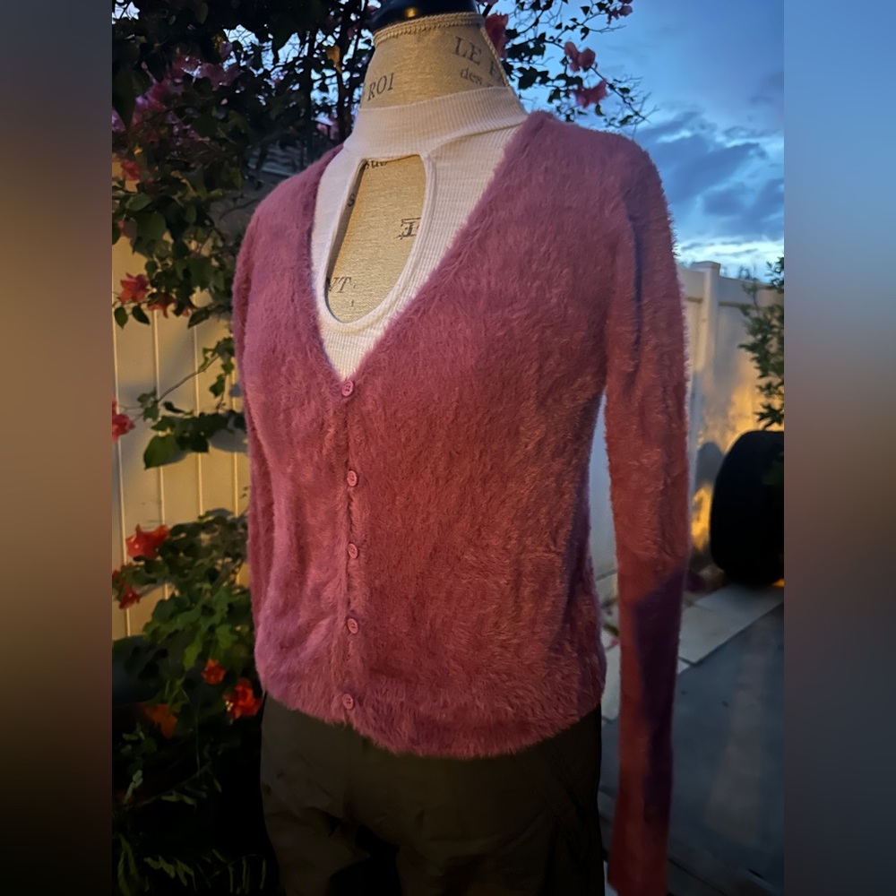 Hurley Pink Cable Knit Cardigan Sweater